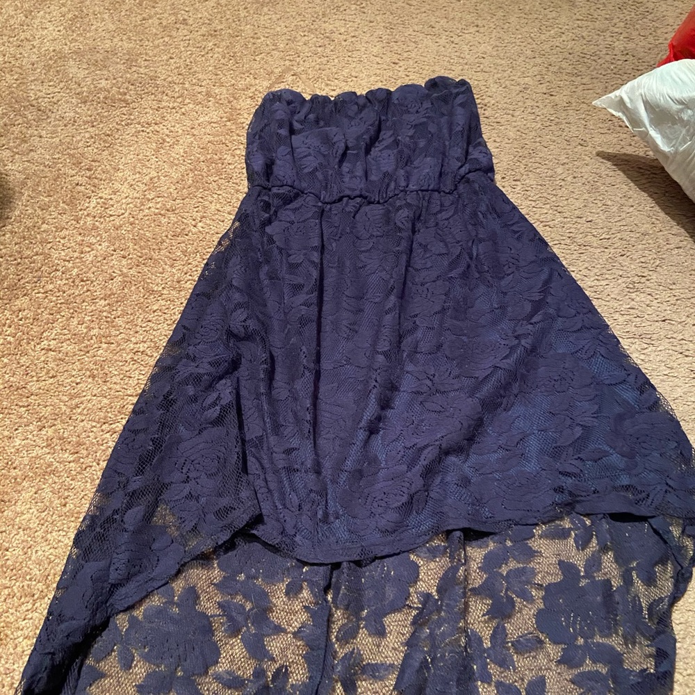 💜XL Strapless Blue Lacey Midi 💜